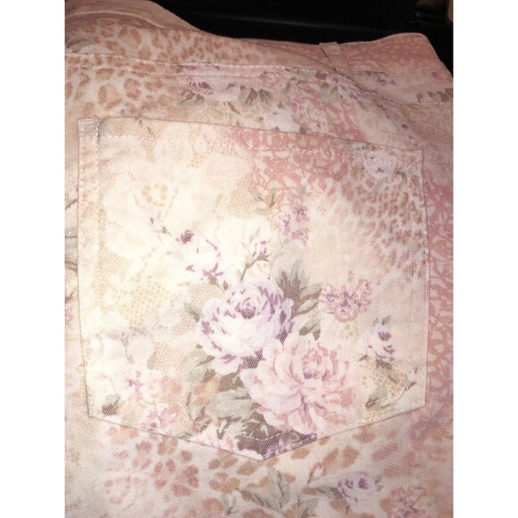Cosma Nano Fabric Floral Pink & Beige 16P Cotton Blend Pants with Spandex - Picture 5 of 12